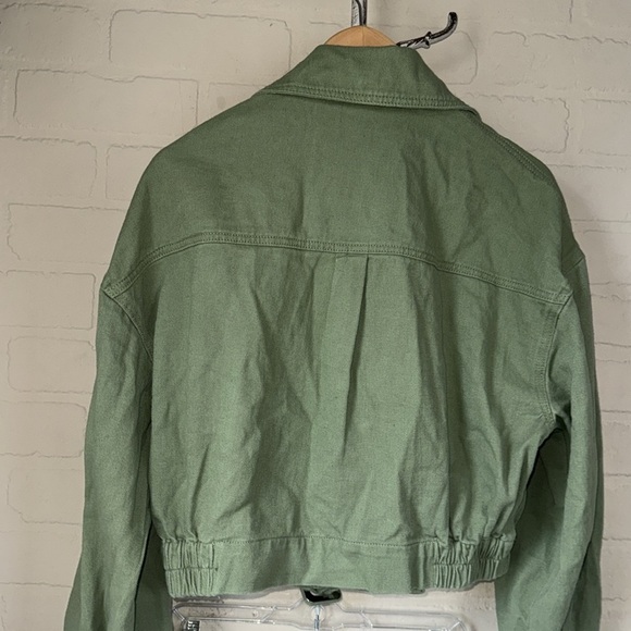 Blank NYC jacket Green Double-Breasted cropped trench medium NEW moto - Picture 5 of 5